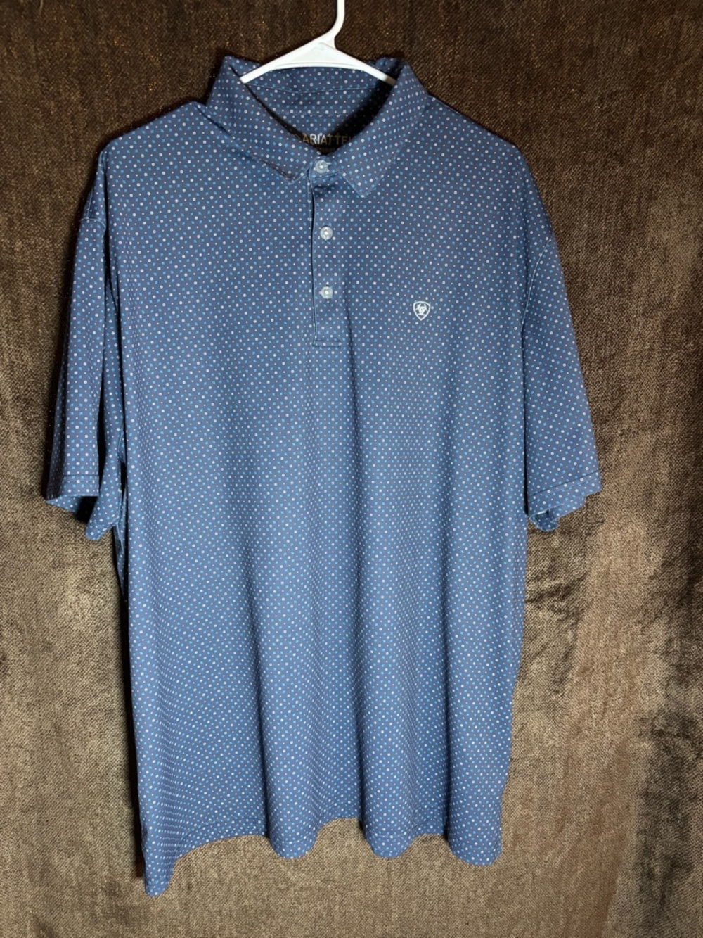 Ariat Men's Navy Polo with White Microdot Pattern